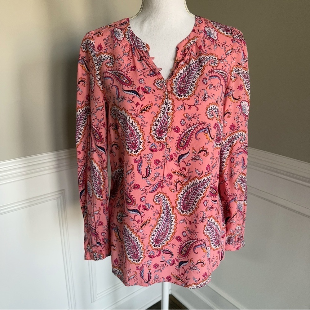TALBOTS Paisley Pink Women's Top Size Small
